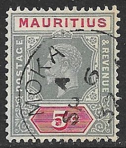 MAURITIUS 1922-34 KGV 5c Wmk 4 Die I Portrait Issue Sc 184a MOKA Postmark VFU