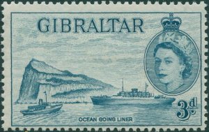 Gibraltar 1953 SG150 3d blue Ocean Liner QEII MLH