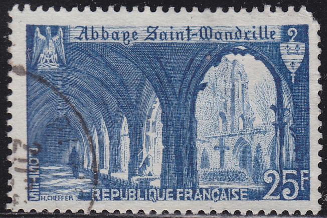France 623 Cloister of St Wandrille Abbey 25Fr 1949