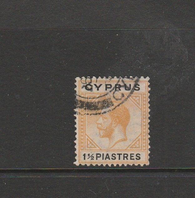 Cyprus 1921/23 1 1/2 Pi Yellow & Black Used SG 91