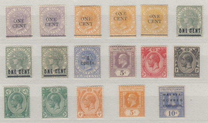 Straits Settlements QV/KEVII/KGV Collection Of 17 MH J7138