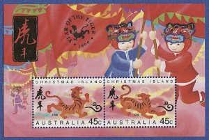 CHRISTMAS ISLAND Australia 1998 Sc 411b S/S MNH  VF, Lunar Year of Tiger