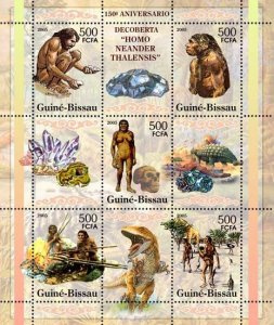 GUINEA BISSAU - 2005 - Prehistoric Humans - Perf 5v Sheet - Mint Never Hinged