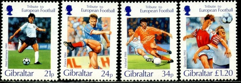 GIBRALTAR Sc#707-710 1996 European Soccer Complete Set OG Mint NH