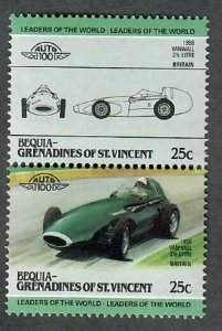 St. Vincent Grenadines - Bequia #96 Cars MNH attached pair