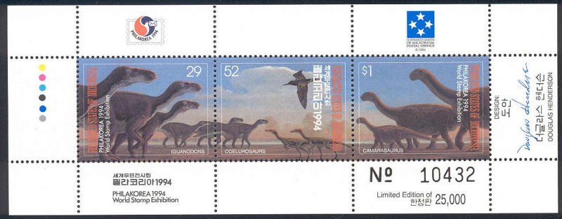 Micronesia - MNH 1994 Dinosaur sheet of 3 #199 cv 5.25