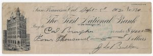 1902 -Check between Tonopah Gold Company founders - Ephemera 1116