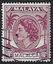 Malaya (Malacca) #35 Used LH; 10c Queen Elizabeth II (1954)