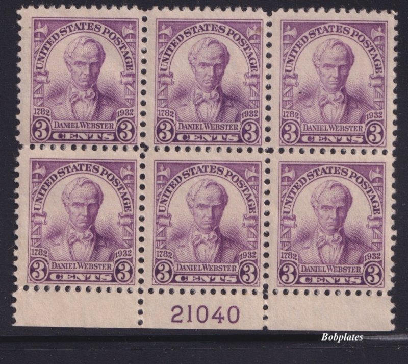 BOBPLATES #725 Webster Bottom Plate Block 21040 F-VF NH SCV=$20 *