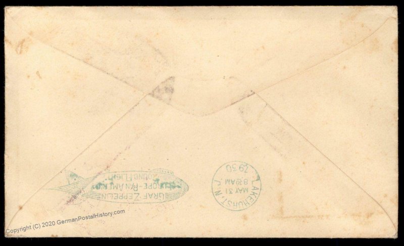 Spain Germany 1930 Graf Zeppelin Barcelona Lakehurst USA Si58E Cover 97070