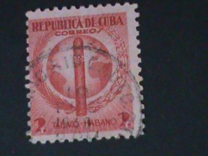 CUBA-1939 SC#357 ST-1072-WORLD FAMOUS CUBA CIGAR-USED-VF 87 YEARS OLD-LAST ONE