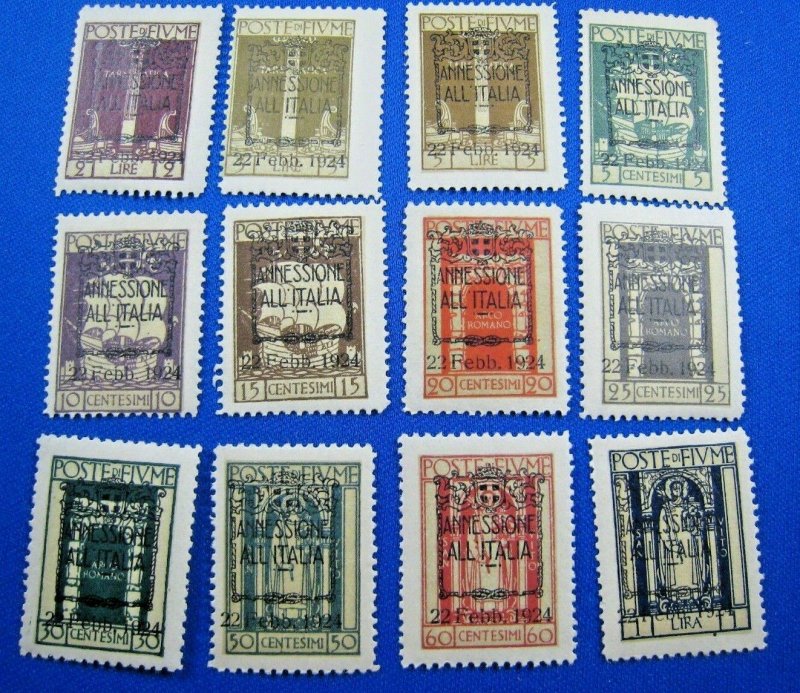 FIUME 1924  -  SCOTT # 196-207    MNH   COMPLETE SET