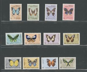 1966 PAPUA NEW GUINEA - Elizabeth, Farfalle, Yvert & Tellier b. 83/93 - 12 v