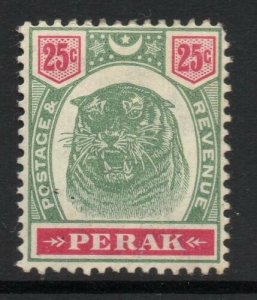 MALAYA PERAK SG73 1897 25c GREEN & CARMINE MTD MINT 