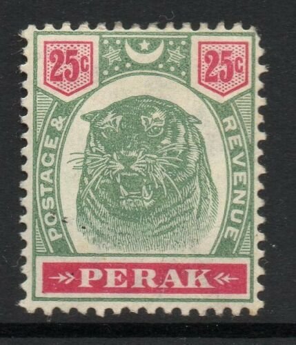 MALAYA PERAK SG73 1897 25c GREEN & CARMINE MTD MINT 