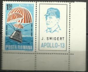 Romania  - 1970 Apollo13 (parachute & Swigert) MNH #C176