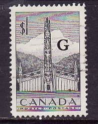 Canada-Sc#o32-used $1 Totem Pole-overprinted G-id6-1951-3-