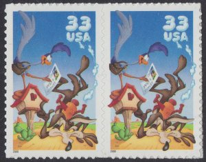 US 3391a Looney Tunes Road Runner Wile E Coyote 33c horz pair MNH 2000