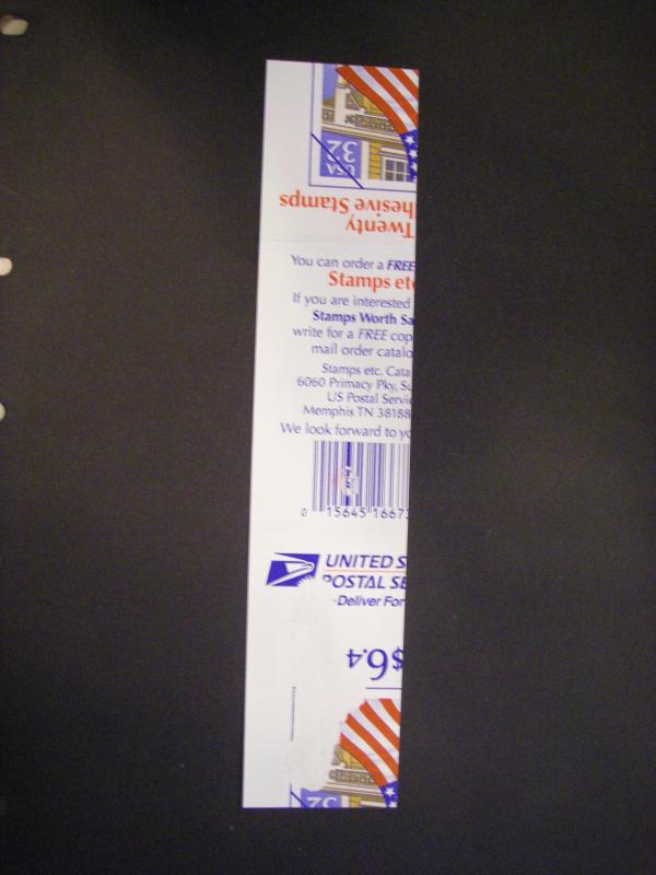 Scott 2920f, 32c Flag over Porch, Pane of 15, removed from cover