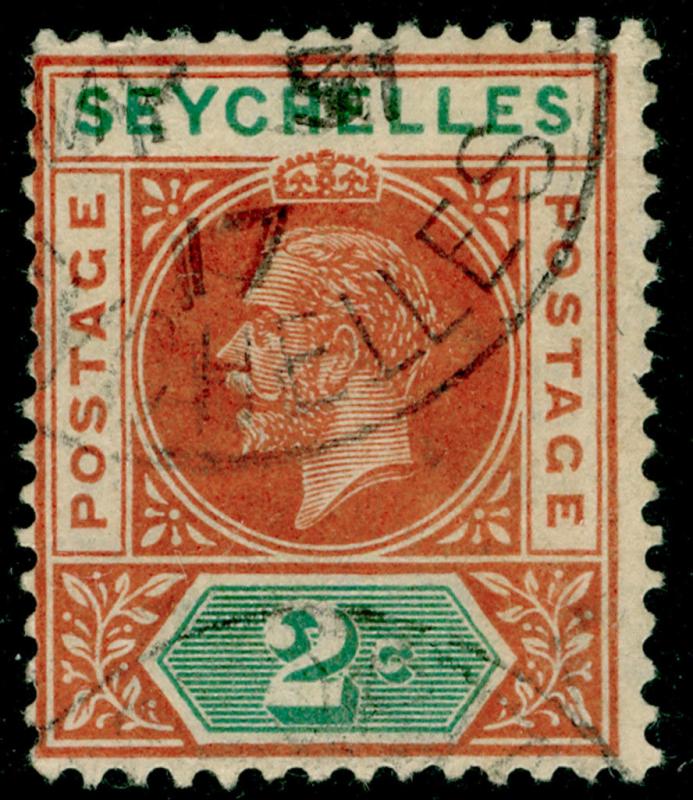 SEYCHELLES SG71, 2c chestnut & green, FINE USED.