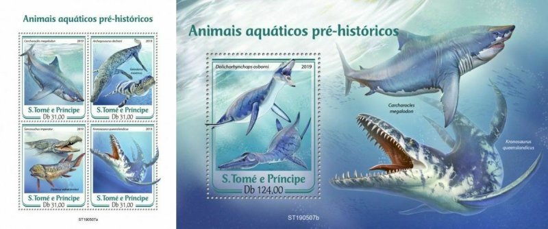 Z08 ST190507ab Sao Tome and Principe 2019 Prehistoric water animals MNH