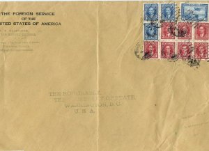 1941 multiple stamp 7 x 6c airmail to USA cover Canada