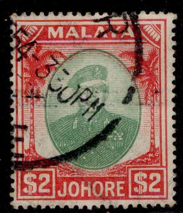 MALAYSIA - Johore GVI SG146, $2 green & scarlet, FINE USED. Cat £15.