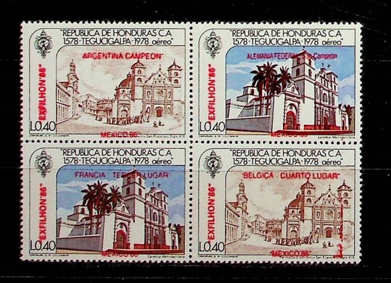 HONDURAS Sc C725a NH BLOCK OF 4 OF 1983 - VISIT OF JOHN PAUL II