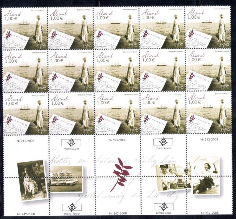 2008 EUROPA CEPT Aland 1 Minisheet of 20 values The Letter MNH **