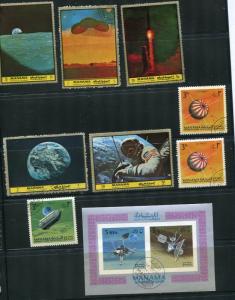 Manama Collection 3 Souvenir Sheets+Stamps Used/CTO Space 5598