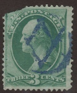 Scott # 147 3c Washington Fancy Cancel BLUE COMPASS