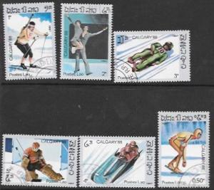 Laos #758-64 used set of 6 Olympics 1988 Calgary.