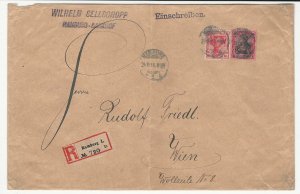 Germany Postage Stamp, #83, 91 On Registered Cover, Hamburg, DKZ 