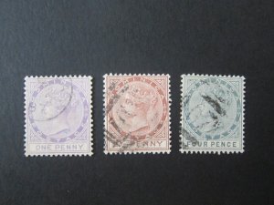 Dominica 1883 Sc 18,20,22 FU