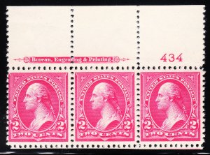 MOstamps - US #267a Mint OG NH Plate # Strip of 3 - Lot # MO-6A SCV $200