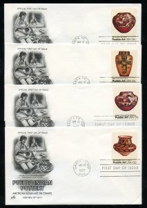 US 1706-1709 American Folk Art Pueblo Pottery UA s/4 ArtCraft cachet FDCs