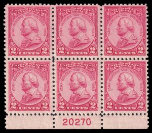 United States Scott 689 Plate Block of 6 (1930) Mint NH VF, CV $17.50 C