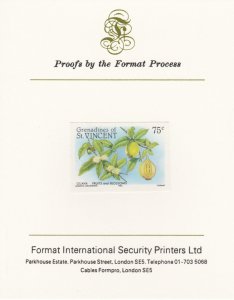 St VINCENT - GRENS 1985 FRUITS imperf on FORMAT INTERNATIONAL PROOF CARD