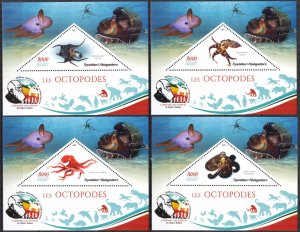 Madagascar 2019 Marine Life Octopus 4 S/S MNH