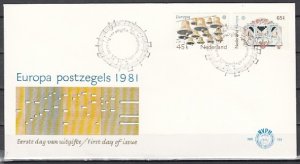 Netherlands, Scott cat. 613-614. Europa-Music Year issue. First day cover. ^