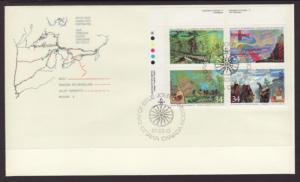 Canada 1129a Explorers Plate Block Canada Post U/A FDC