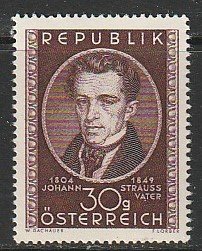 1949 Austria - Sc 560 - MNH VF - 1 single - Johann Strauss the Younger