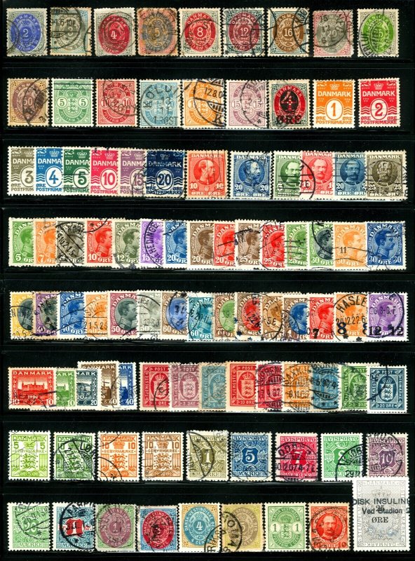 Denmark & DWI 1870-1926 Assorted Early Numerals, Kings, Officials, MH & U