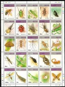 Bhutan 1997 Insect & Arachnids Honey Bee Butterfly Moth Beetles Bug Grassophe...