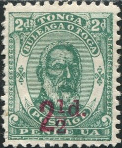 Tonga 1893 SG16 2½d in red on 2d King George I MLH