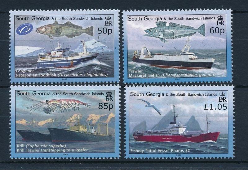 [28229] South Georgia 2008 Marine Life Fish Krill Fishing boats MNH