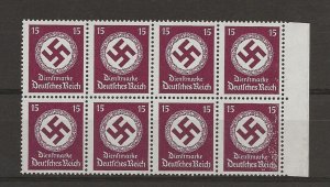 Germany 1934 Official 15 pf watermark Swastika sg.0533 block of 8  MNH