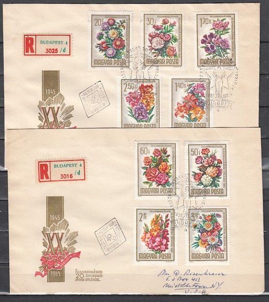 Hungary, Scott cat. 1669-1677. Garden Flowers. Reg`td. 2 First day covers. ^