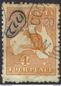 AUSTRALIA 1913 KGV 4d Orange Die II SG6 Used