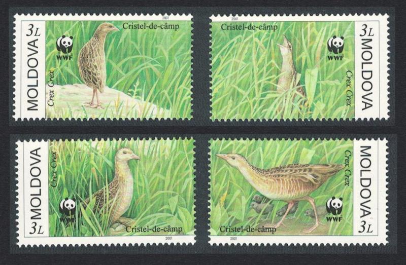 Moldova Birds WWF Corncrake 4v SG#382-385 MI#379-382 SC#370 a-d